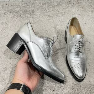 The Office Of Angela Scott Miss Button Silver Metallic Heeled Derby EU 37 (7)